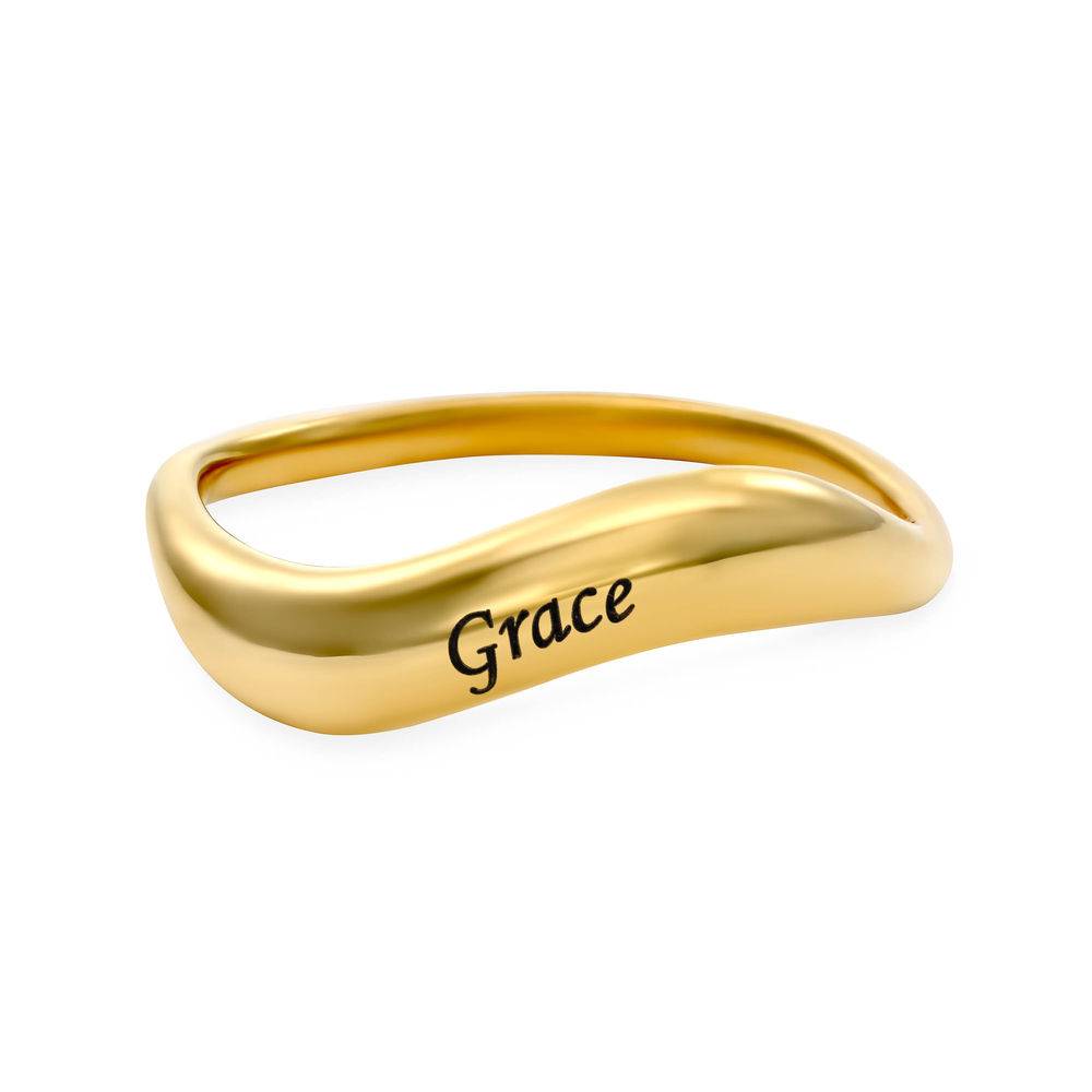 Stackable Wavy Name Ring in 18ct Gold Plating - Version-4 product photo