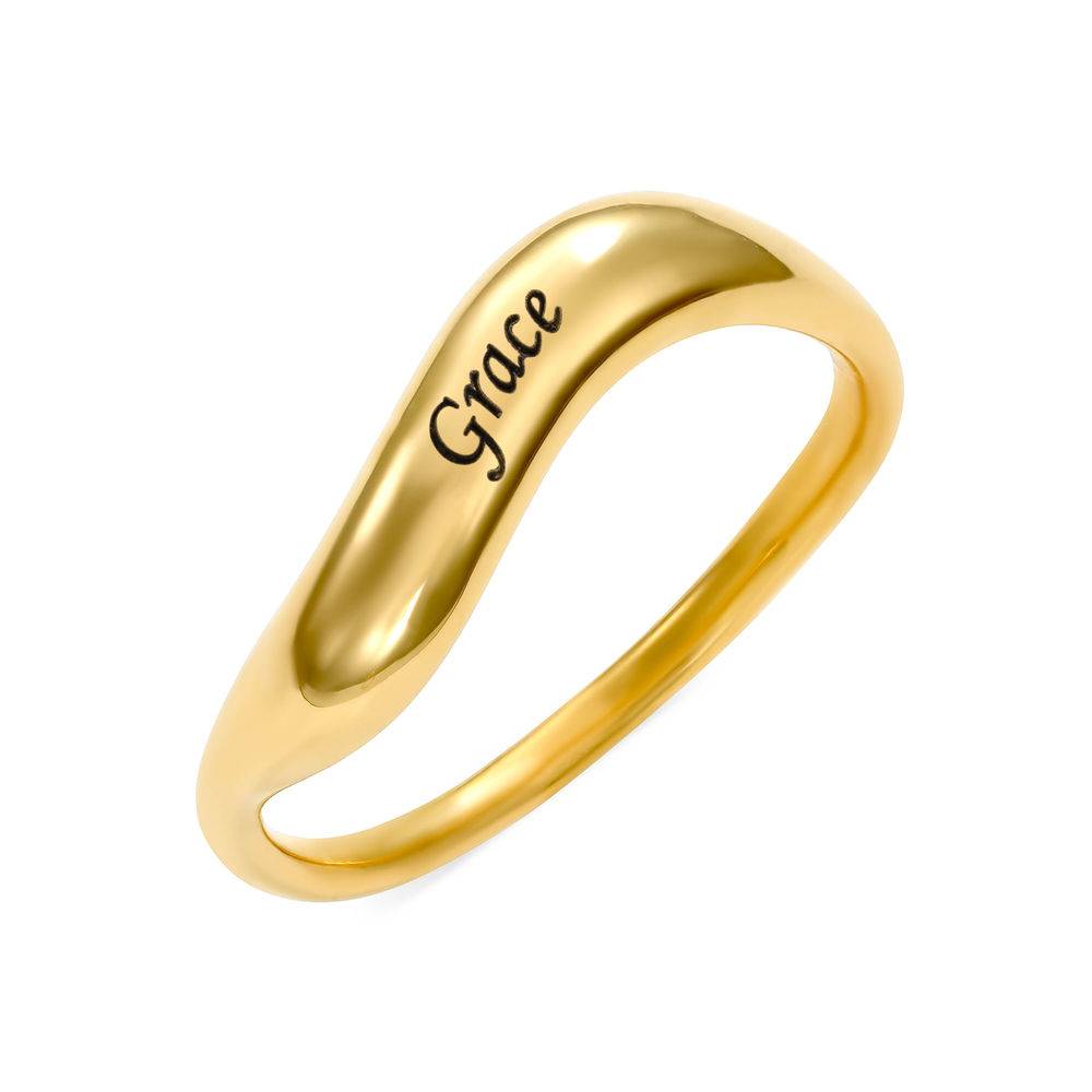 Stackable Wavy Name Ring in 18ct Gold Plating - Version-3 product photo