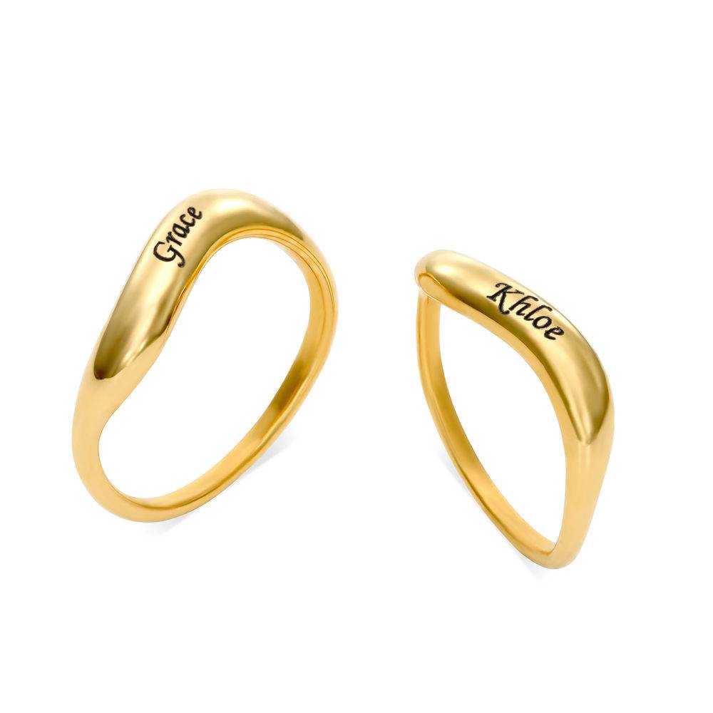 Stackable Wavy Name Ring in 18ct Gold Plating - Version-5 product photo