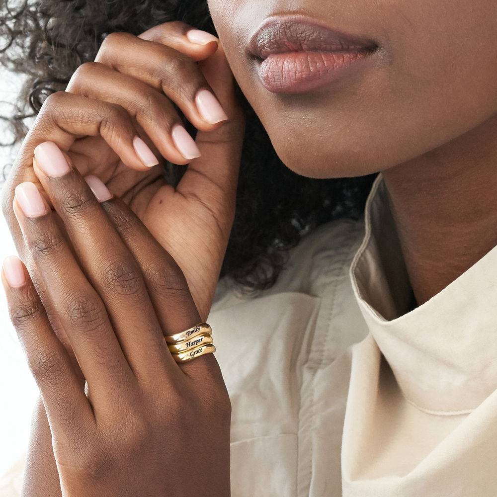 Stackable Wavy Name Ring in 18ct Gold Plating - Version-7 product photo