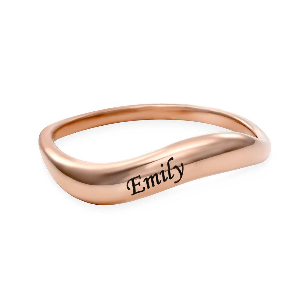 Stackable Wavy Name Ring in 18ct Rose Gold Plating - Version-5 Stackable Wavy Name Ring in 18ct Rose Gold Plating - Version-5 product photo