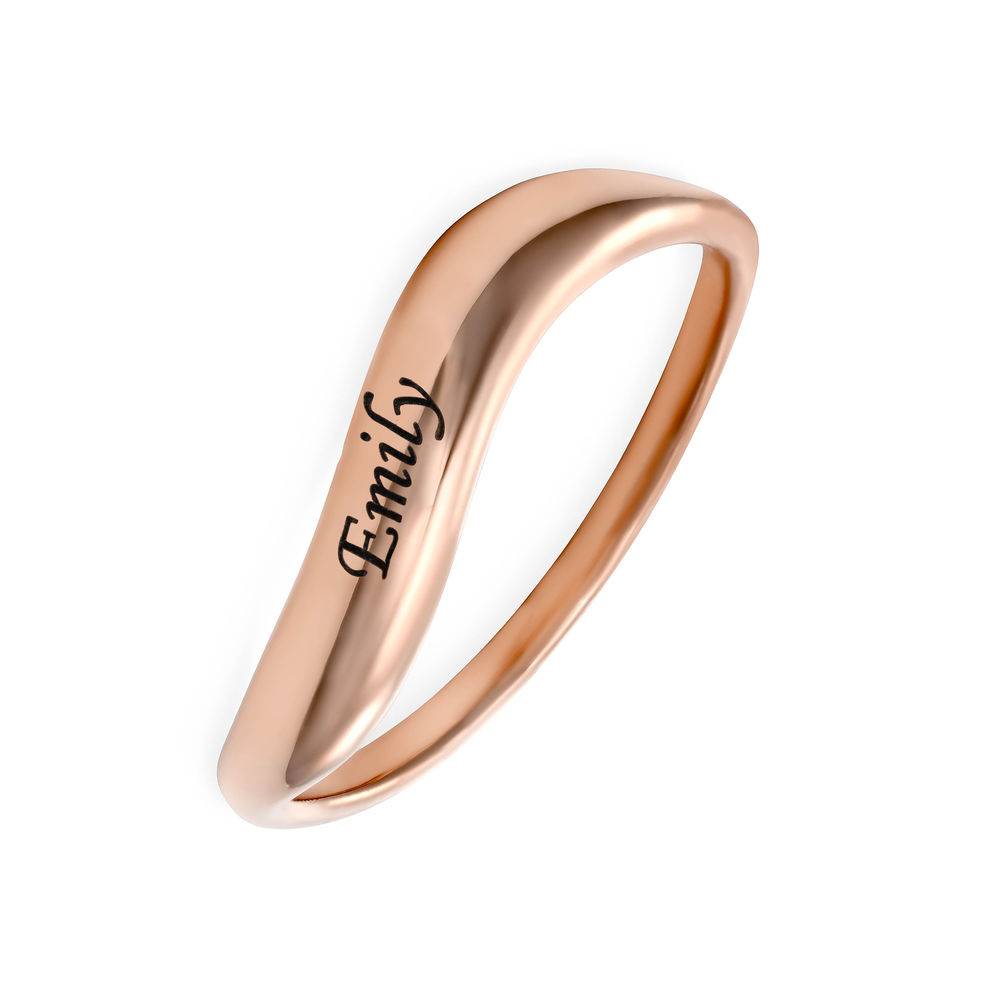 Stackable Wavy Name Ring in 18ct Rose Gold Plating - Version-4 Stackable Wavy Name Ring in 18ct Rose Gold Plating - Version-4 product photo