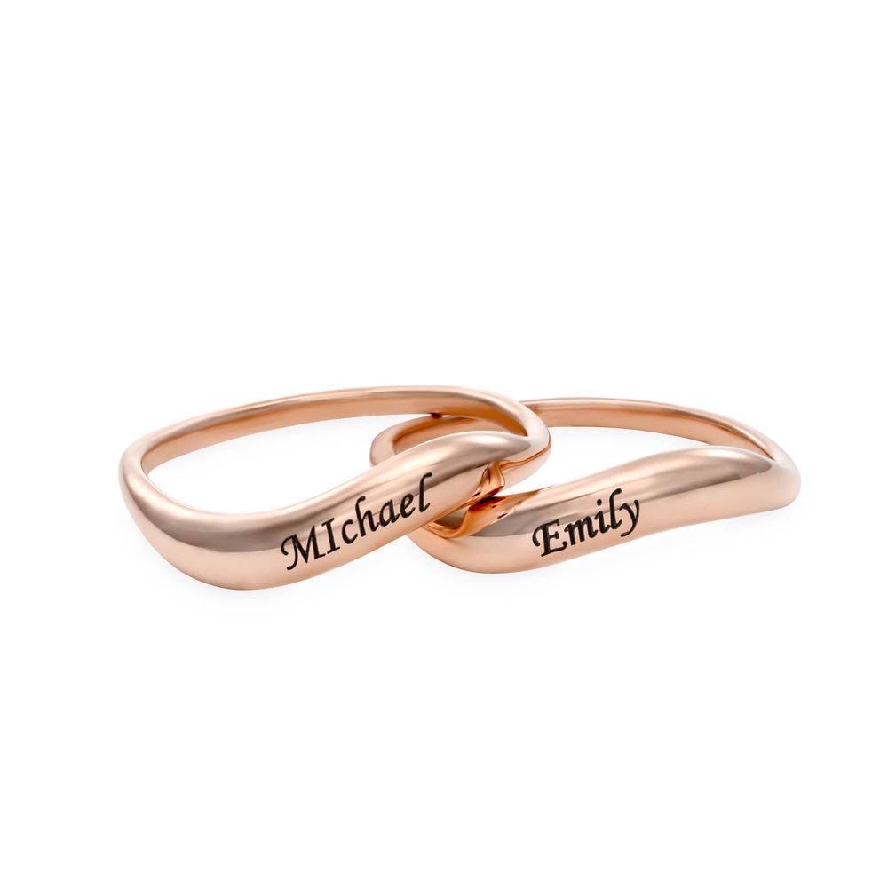 Stackable Wavy Name Ring in 18ct Rose Gold Plating - Version-7 Stackable Wavy Name Ring in 18ct Rose Gold Plating - Version-7 product photo