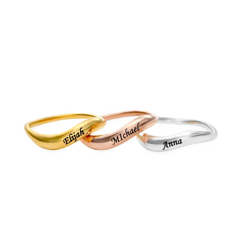 Stackable Wavy Name Ring in 18ct Rose Gold Plating - Version-3 Stackable Wavy Name Ring in 18ct Rose Gold Plating - Version-3 product photo