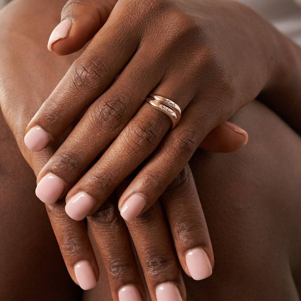 Stackable Wavy Name Ring in 18ct Rose Gold Plating - Version-2 Stackable Wavy Name Ring in 18ct Rose Gold Plating - Version-2 product photo