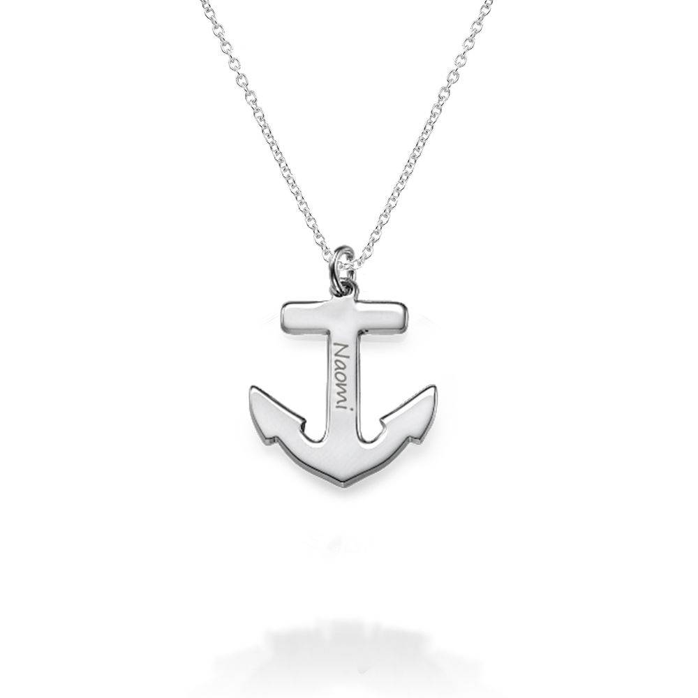 Sterling Silver Engraved Anchor Necklace-2 product photo