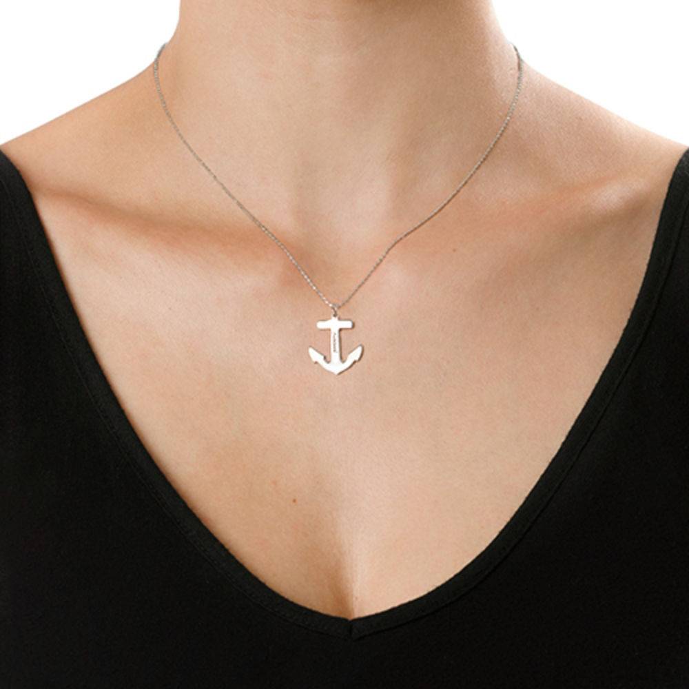 Sterling Silver Engraved Anchor Necklace-1 product photo